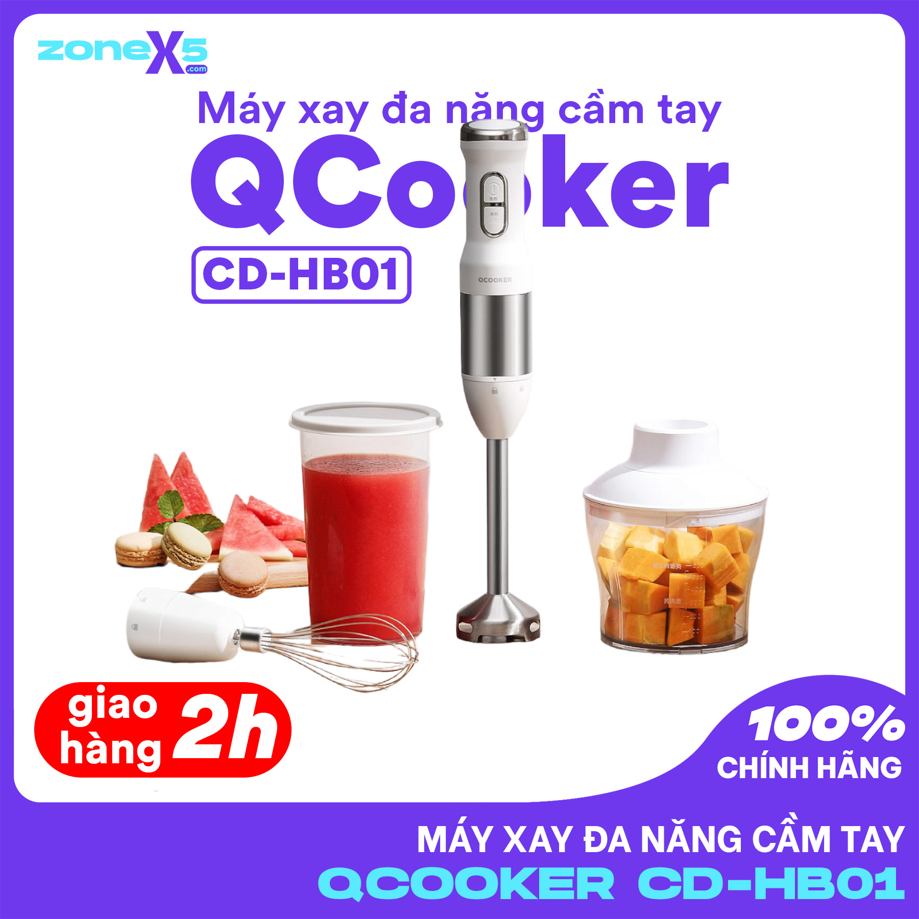 Máy xay thực phẩm cầm tay Xiaomi Ocooker CD-HB01 - Máy xay sinh tố cầm tay Ocooker - Máy xay đa năng cầm tay tiện dụng