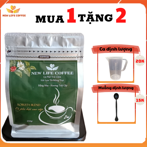 250gr cà phê robusta blend nguyên chất 100%, cà phê pha phin, pha máy vị đắng thanh đậm new life coffe