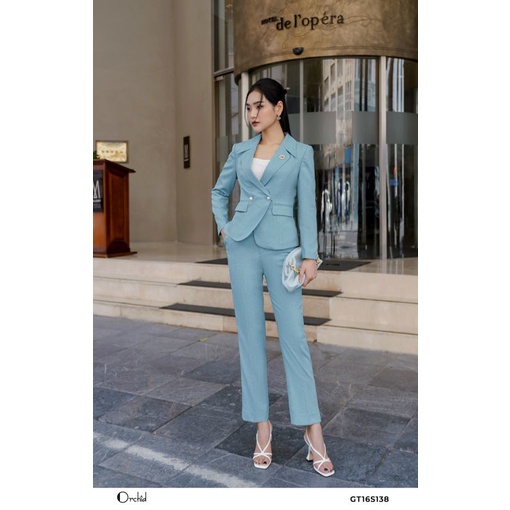 Sét bộ vest công sở cúc ngọc kèm tag Chất liệu Twill Silk cao cấp Orchid GT16S138.