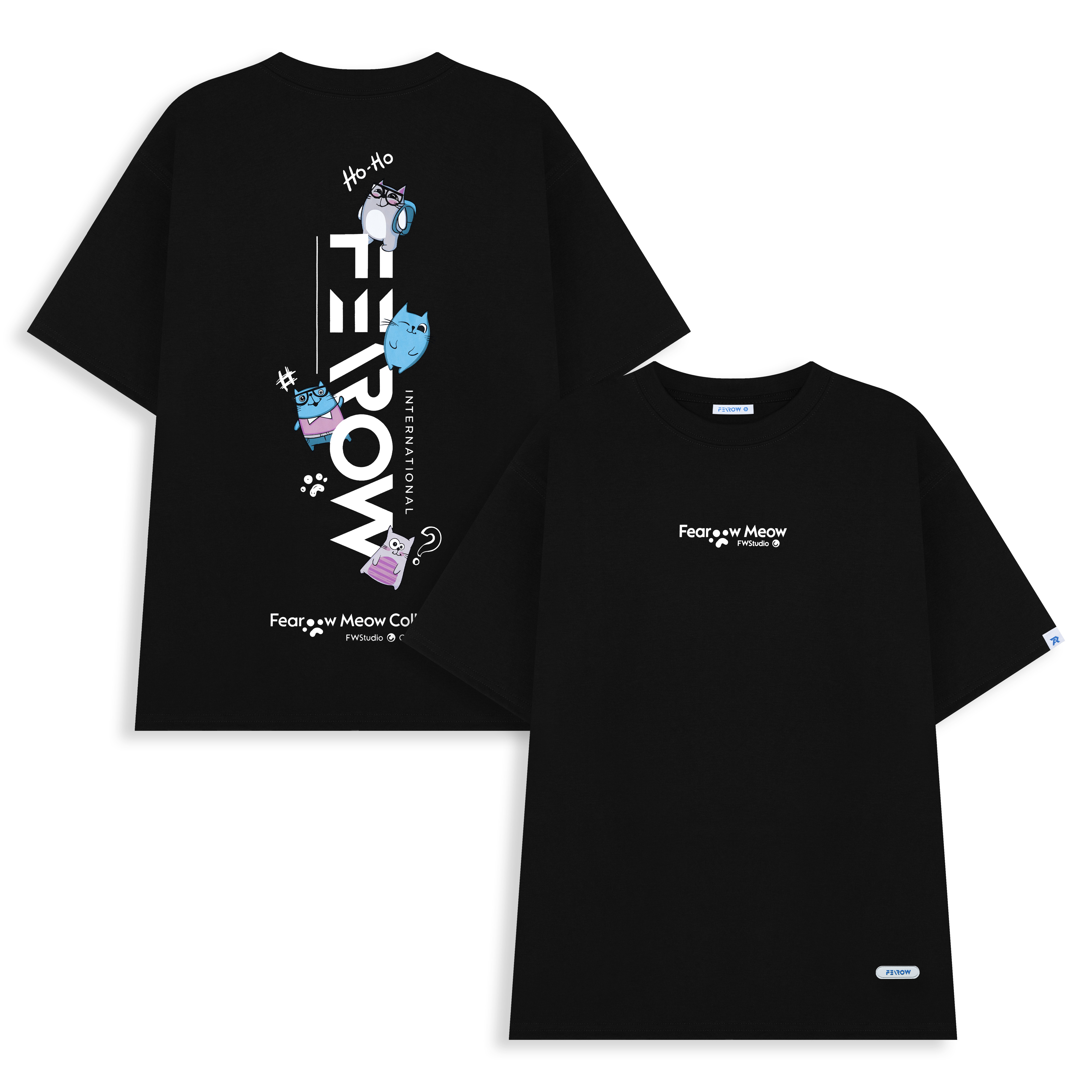 Áo thun nam nữ local brand unisex Fearow Meow Walking / Màu Đen - ATF1001