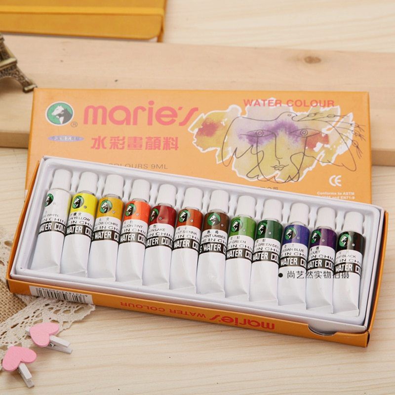 Màu nước Maries hộp 12 màu x9ml, Water colour Maries set 12x9ml