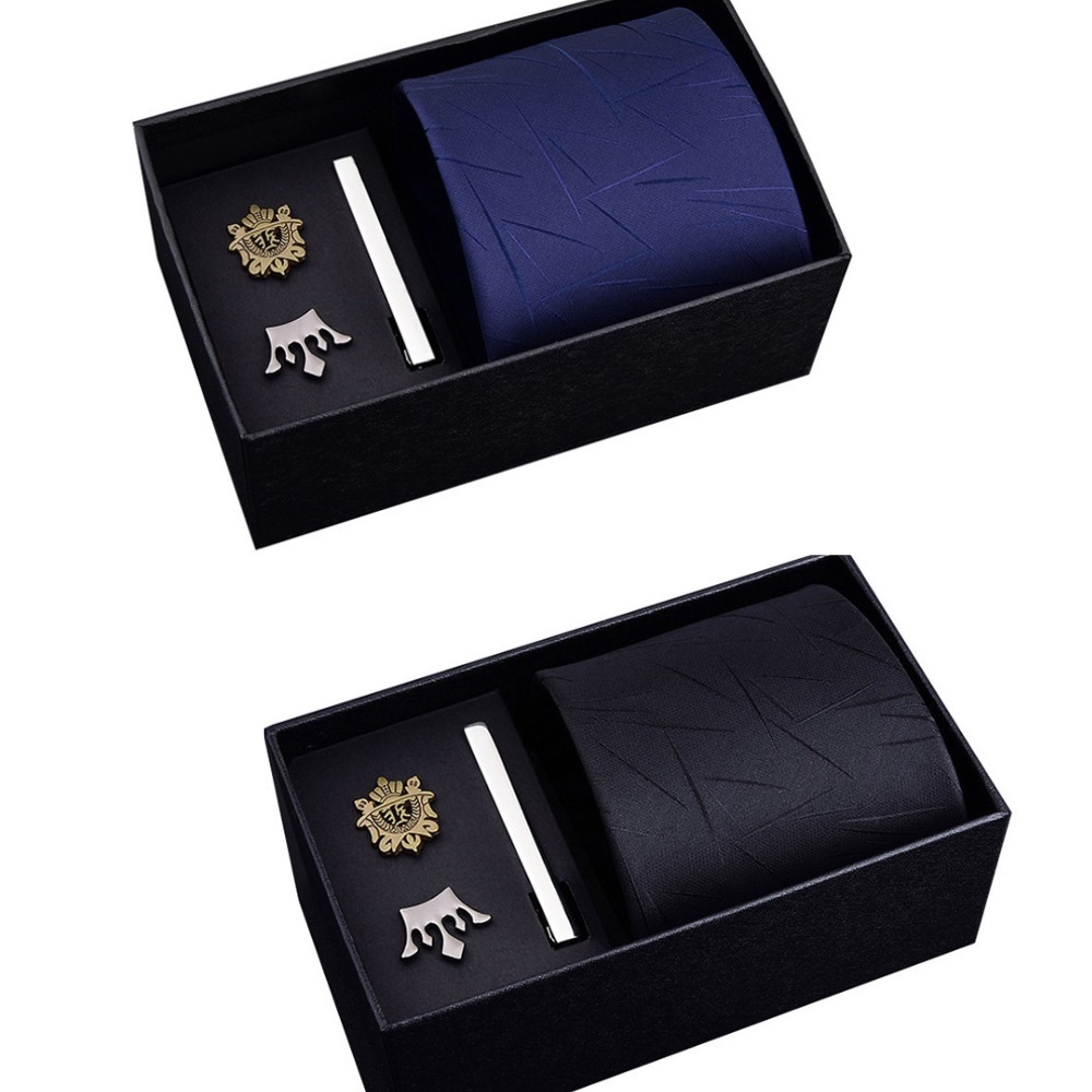 Bộ Cavat Nam bản to 8cm gồm Cravat 8cm, khăn cài túi áo vest, kẹp cà vạt, khuy măng-set đóng hộp sang trọng