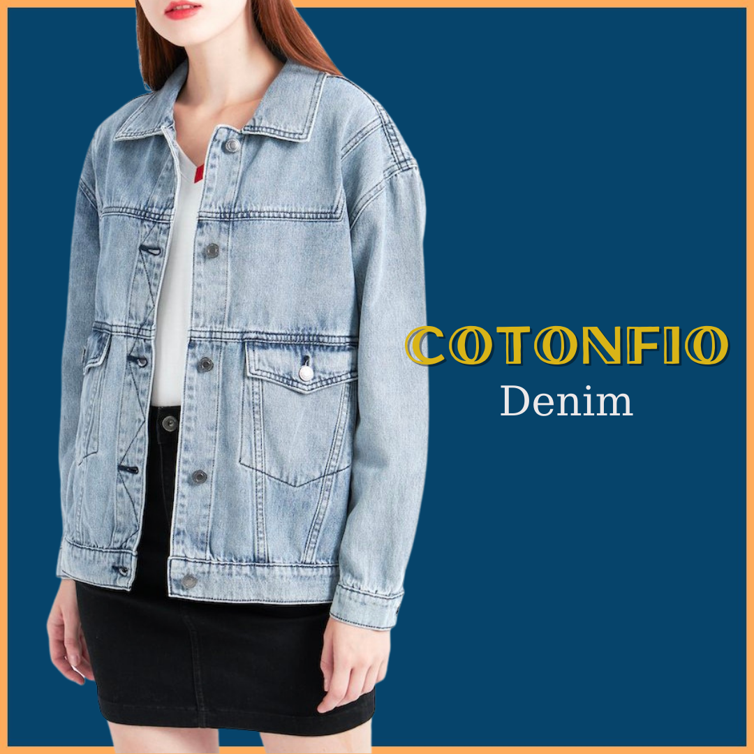 Áo khoác jean nữ cá tính wash bạc màu – 8080 – Cotonfio
