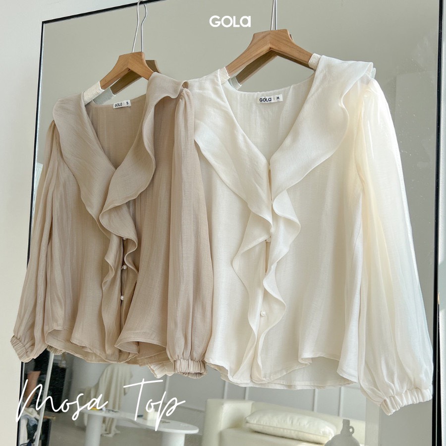 Áo mosa - áo tơ organza cổ tim phối bèo