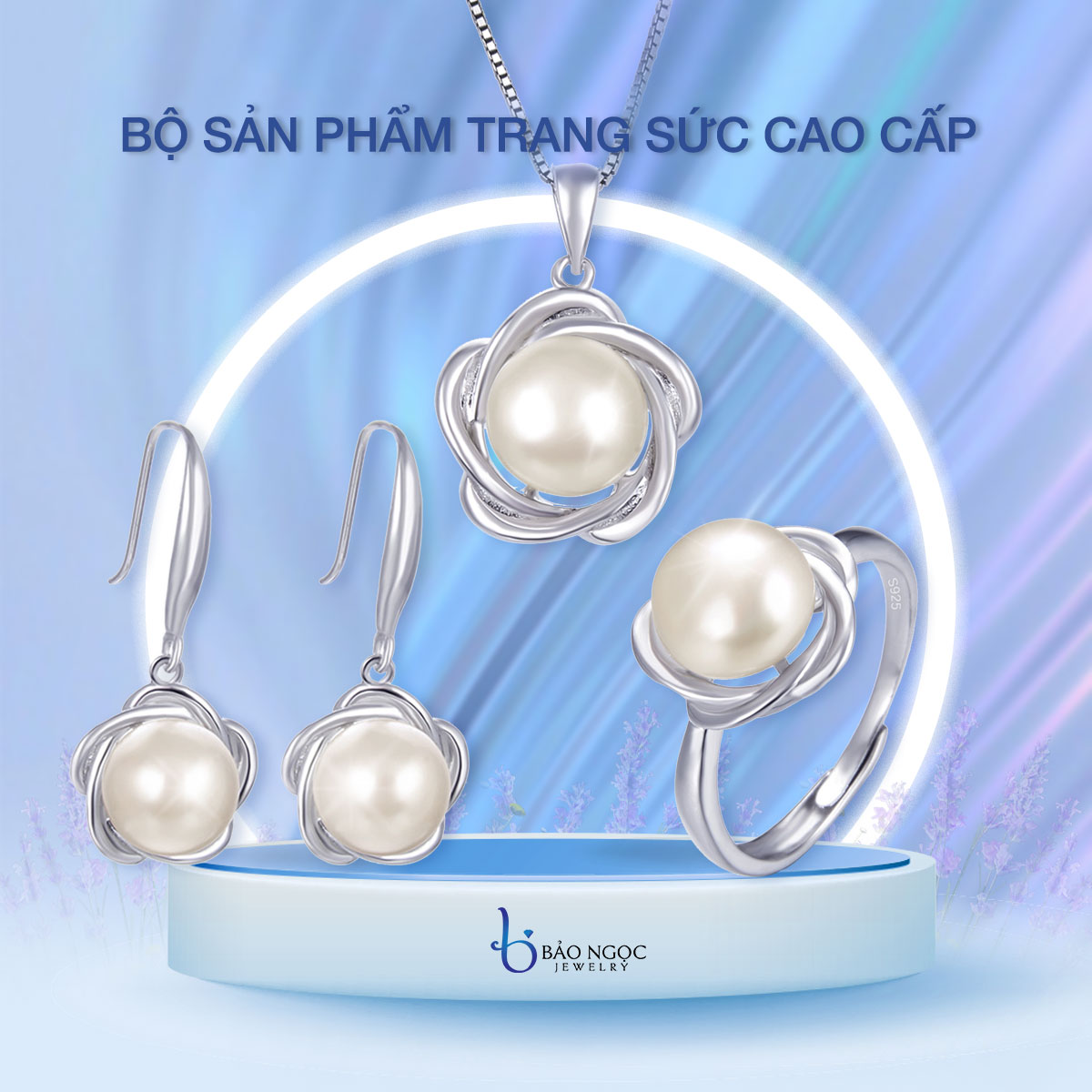 Bộ Trang Sức Ngọc Trai Tự Nhiên Cao Cấp, Trang Sức Bạc Đính Ngọc Trai BNT623 Bảo Ngọc Jewelry