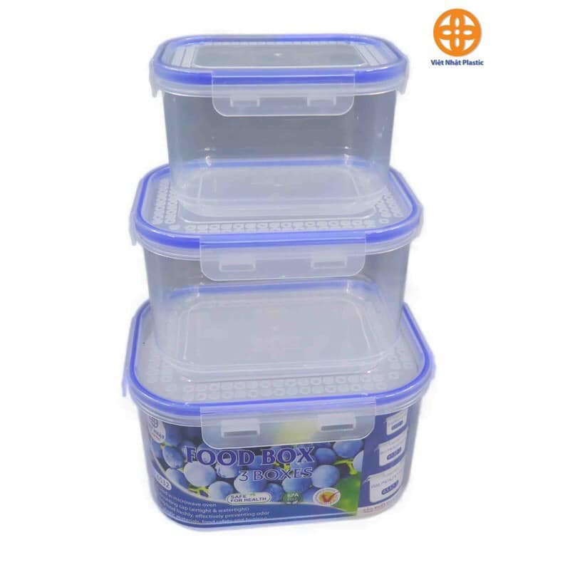 Sét 3 Hộp Nhựa Đựng Thực Phẩm, Có Nắp Đậy Kín, Đủ 3 Kích Thước, TGTI39
