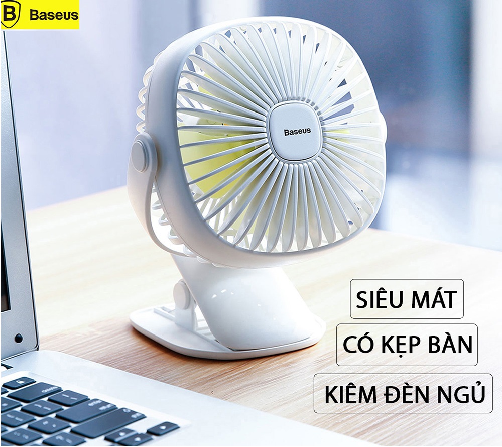Quạt mini để bàn và kẹp bàn 3 tốc độ siêu mát chính hãng Baseus