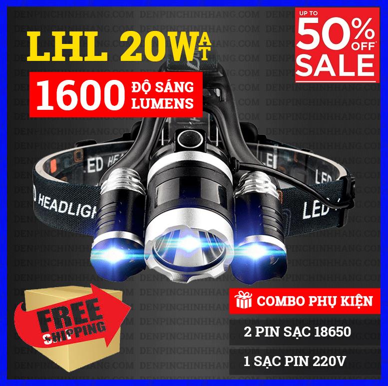 Đèn pin, Đèn bin đội đầu, Đèn pin đội đầu 3 bóng siêu sáng siêu xa, có 4 chế độ, 2 pin sạc + 1 bộ sạc + 1 dây đai + 1 hộp đựng, Hữu dụng với các anh thợ mỏ, kĩ sư, người lao động, tiệm tóc hair salon .người thường xuyên đi đêm. BH 12 tháng