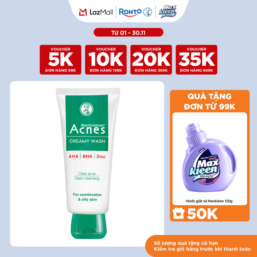 Sữa rửa mặt ngăn ngừa mụn Acnes Creamy Wash 100g