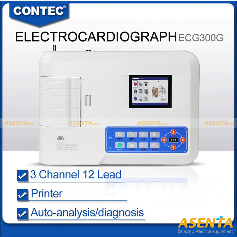 Máy điện tim 3 kênh, máy đo điện tâm đồ ECG Contec ECG300G
