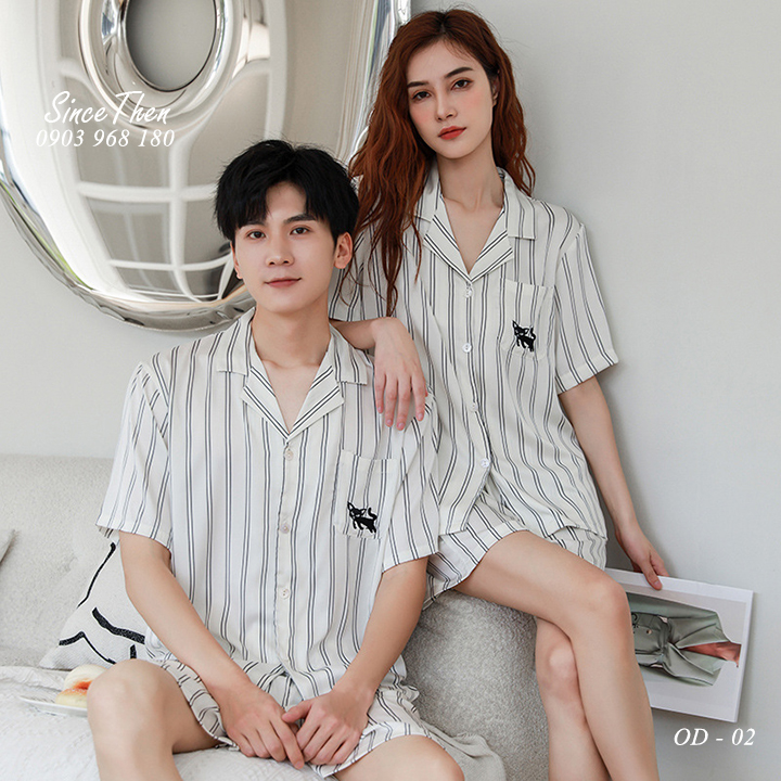 Đồ ngủ đôi nam nữ ngắn tay mịn mát, Pyjama đôi nam nữ mặc nhà kute gắn kết tình yêu đôi lứa - Since Then