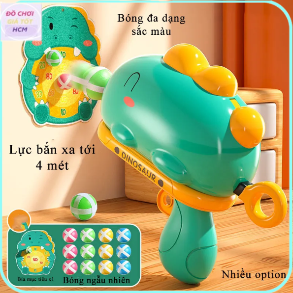 Đồ chơi bắn bóng dính tằm bắn 4 mét , khủng long bắn bóng dính kèm bia đỡ và bóng dính cực vui nhộn