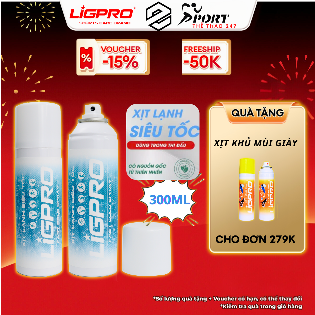   MỚI 300ML  Chai Xịt Lạnh Giảm Đau Siêu Tốc Làm lạnh nhanh trong thể thao có thể thay cho chườm đá siêu tốc LIGPRO 