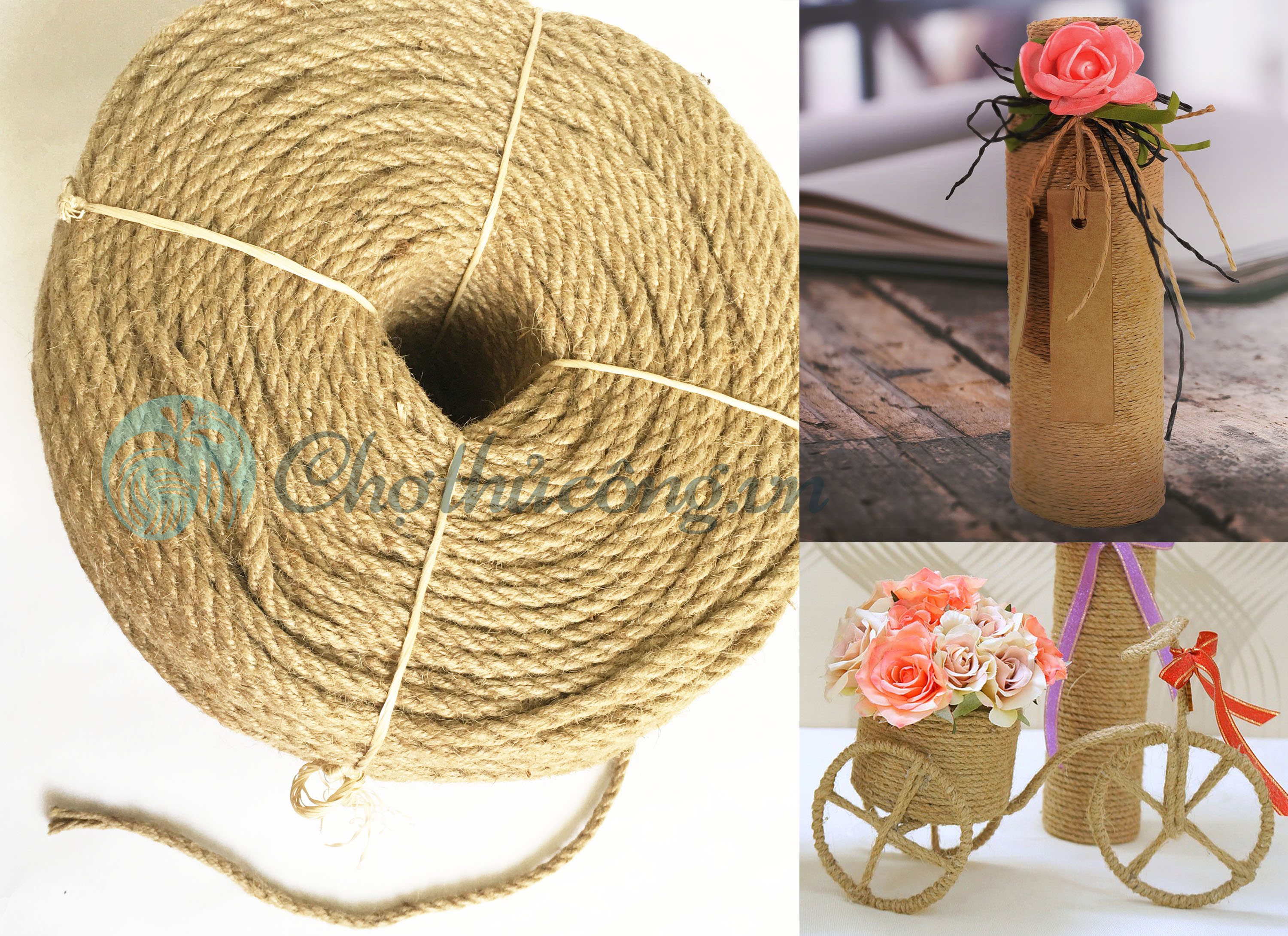 [HCM]Cuộn 5-10m Dây thừng trang trí bằng sợi cói sợi đay sơ dừa tự nhiên phi 2.5-6mm