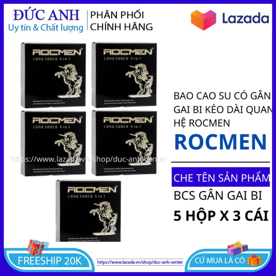 Bao cao su kéo dài thời gian quan hệ Rocmen gân gai  5 hộp x 3 chiếc - bao cao su khách sạn - bao cao xu nam nữ
