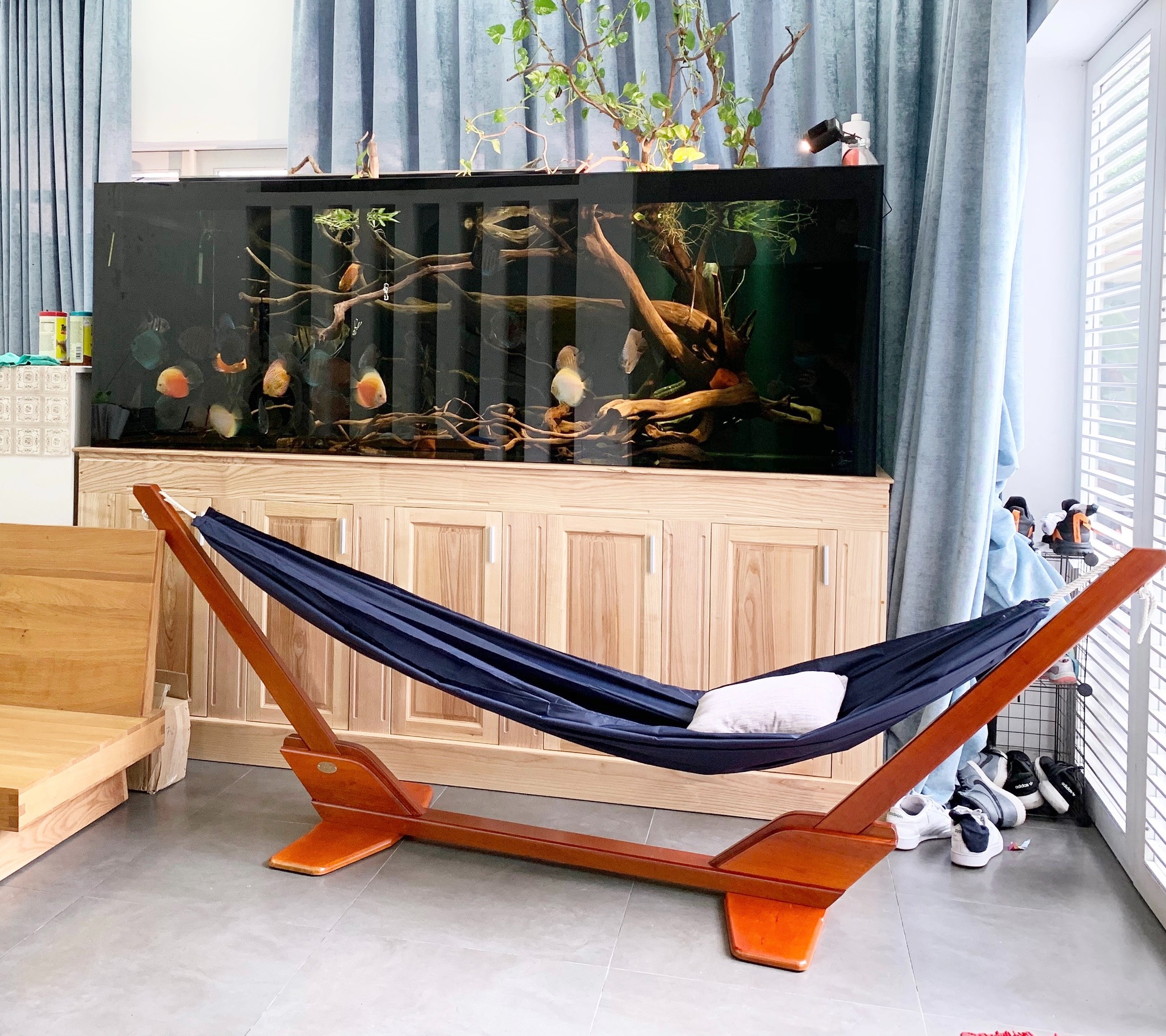 Võng Vải Phúc An Nylon Xanh than Siêu Mát (Không kèm khung võng gỗ)