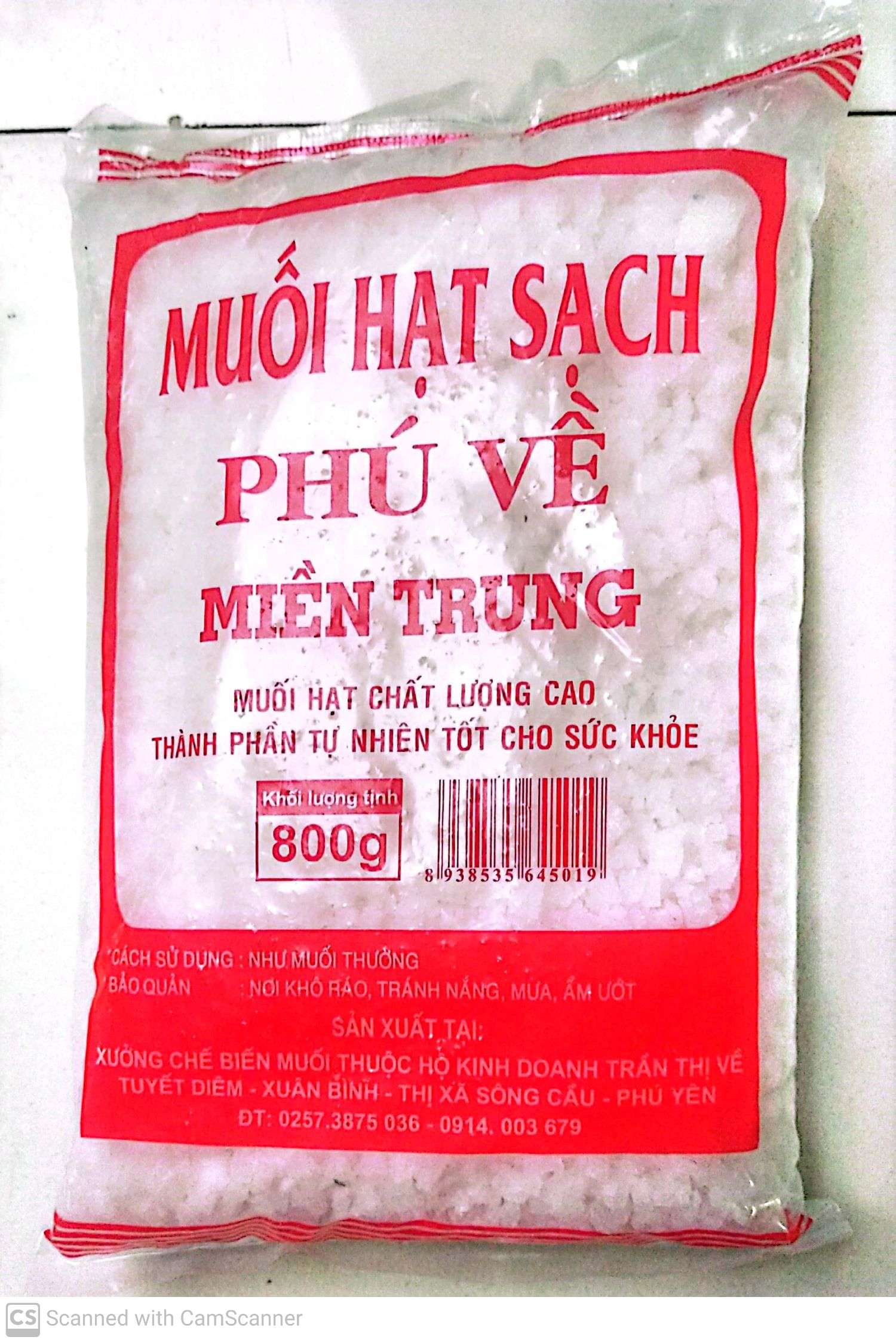 Muối hạt sạch Phú Về [800g] [Muối hạt Phú Yên chất lượng cao thành phần tự nhiên tốt cho sức khỏe] GHPY H017