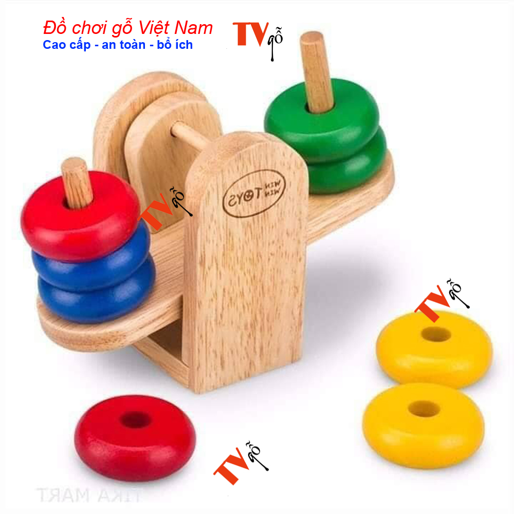 HCMBộ đồ chơi xếp hình khối bằng gỗ cho bé Trò chơi cân thăng bằng bằng gỗ