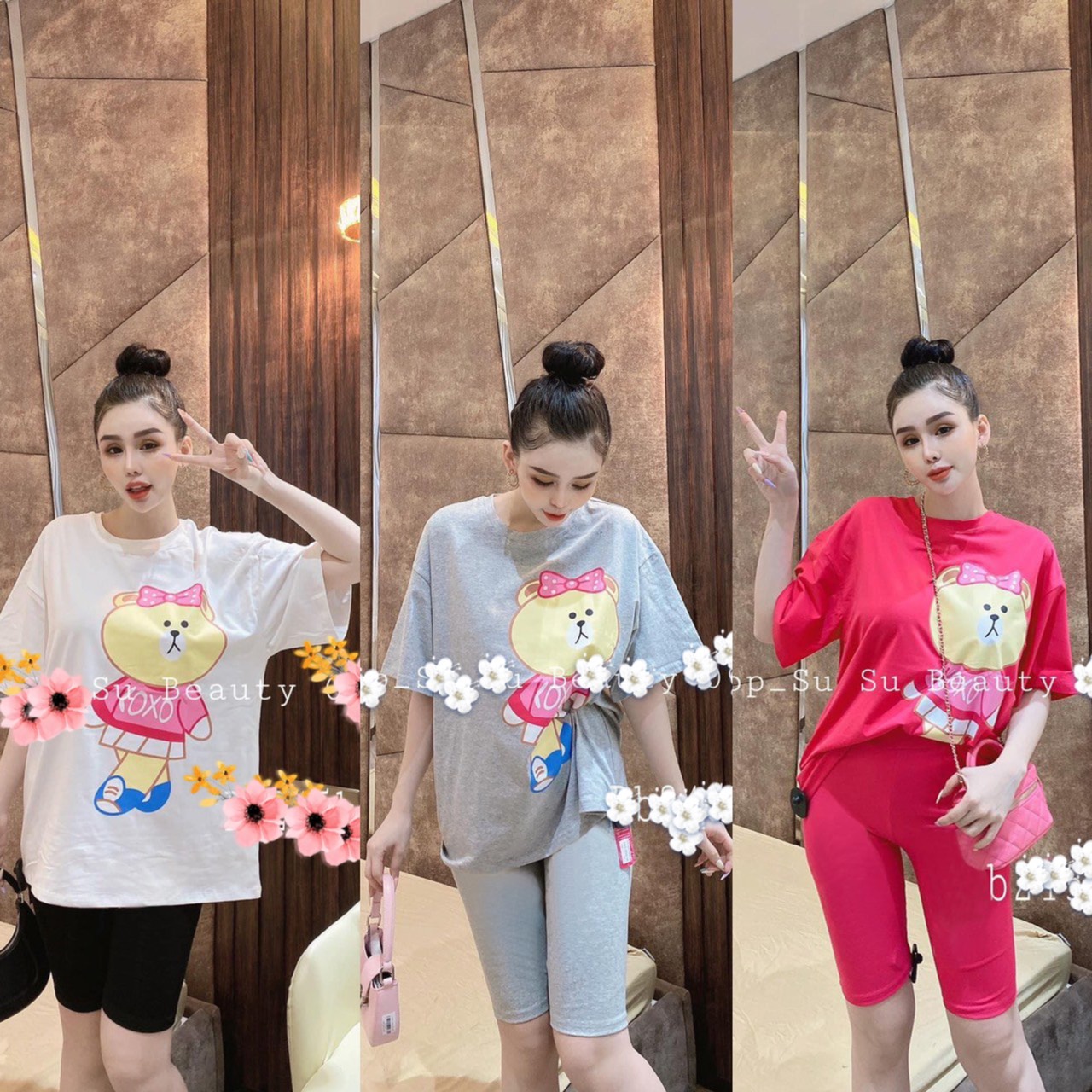 Set bộ đồ quần ngố dễ thương form rộng bigsize