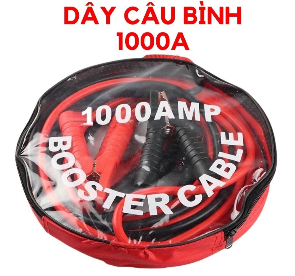 (giá sỉ) Bộ dây câu bình ắc quy 1000amp dài 3 mét bọc nhựa đầu kẹp tránh tia lửa điện (có túi đựng hình shop chụp)
