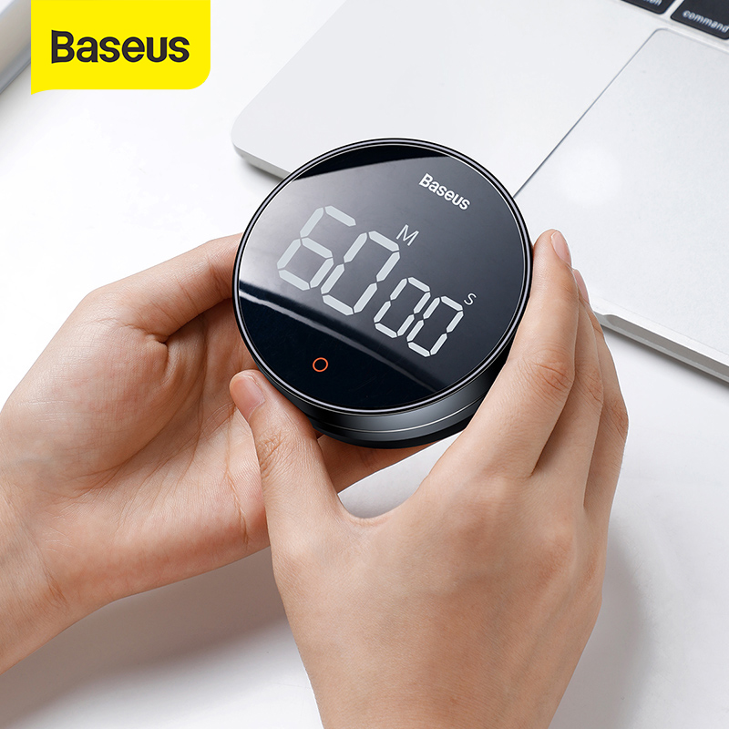 Baseus Magnetic Kitchen Countdown Timer Cooking Alarm Counter Manual Rotation Counter Work Sport Study Alarm Clock LED Digital Cooking Timer