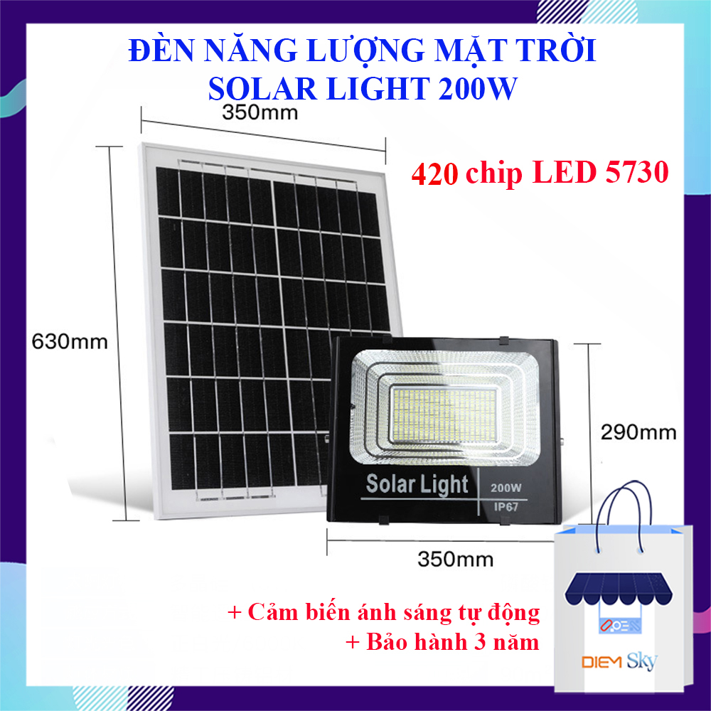 [HCM]Đèn năng lượng mặt trời Solar light 200W 420 hạt Led pin 42000mAh sáng liên tục 10-15h chống nước bụi bẩn IP67 đèn năng lượng mặt trời 200W BH 3 năm