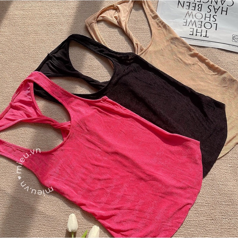 Áo ba lỗ nữ thiết kế dây xoắn lưng ôm body mieu - jm22