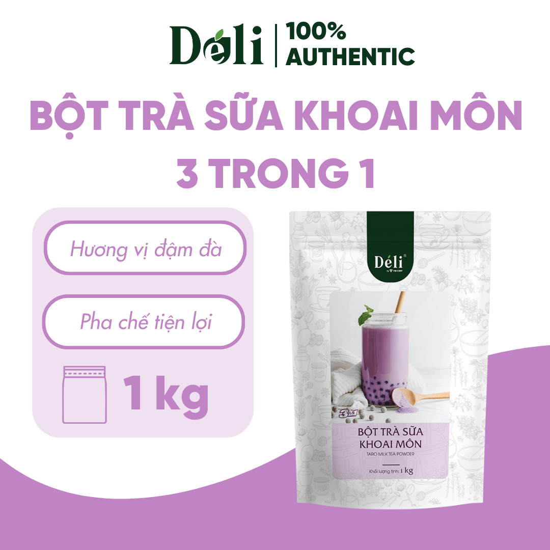 Bột trà sữa khoai môn 3in1 Déli - 1kg pha chế trà sữa tiện lợi, nhanh chóng