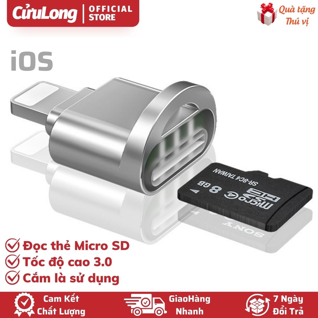  Đầu Đọc Thẻ Nhớ 3.0 OTG Lightning Type C iPhone 15 16 tốc độ cao cho TF Micro SD máy ảnh video file làm bộ nhớ di động 