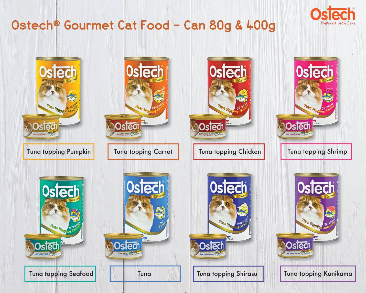 PATE / THỨC ĂN ƯỚT CHO MÈO ĐỦ VỊ 80GR &  400GR - OSTECH GOURMET CAT - THÁI LAN