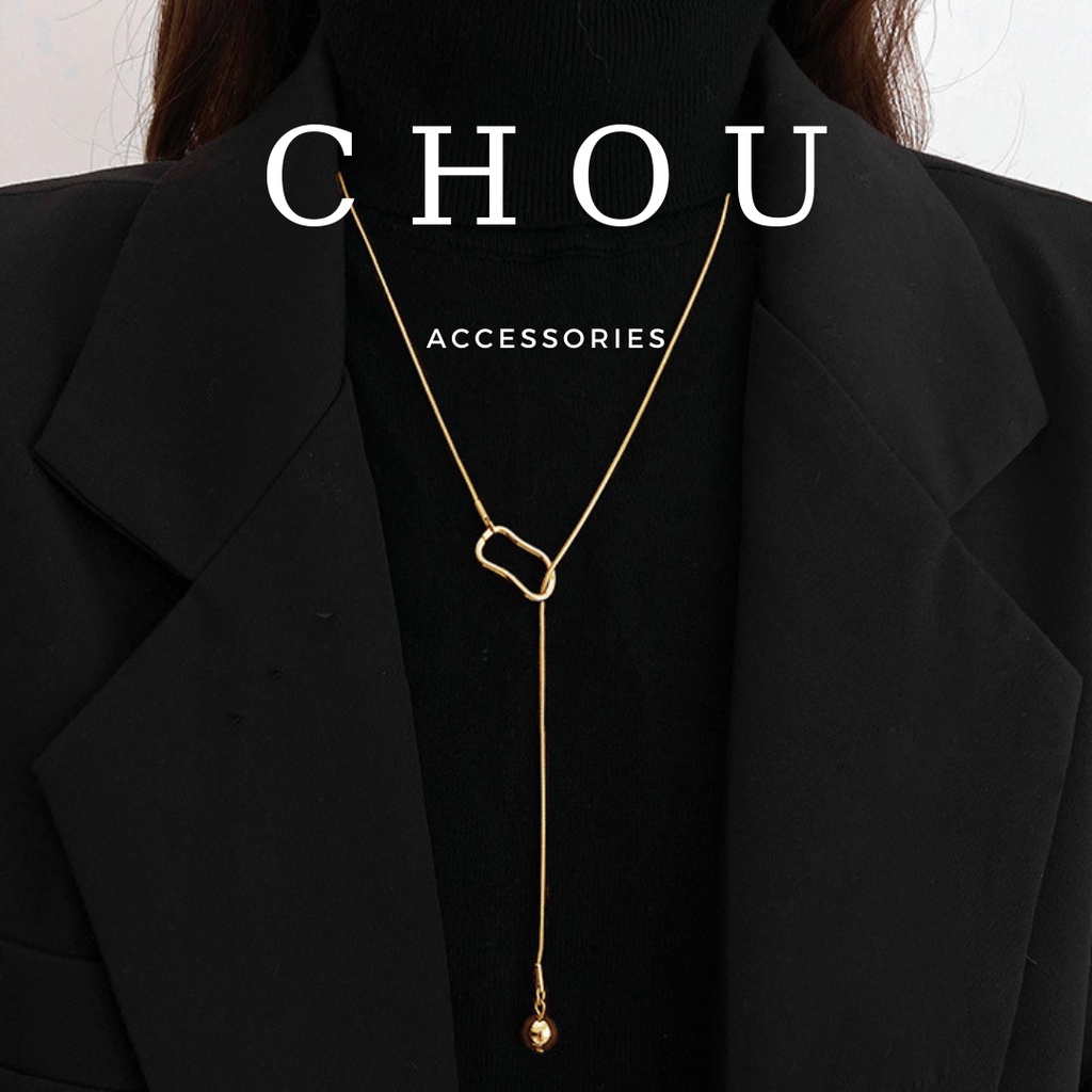 Dây chuyền titan, vòng cổ titan chuỗi hạt tròn dáng dài | chou accessories |