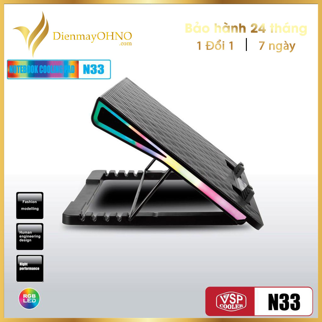 Đế tản nhiệt laptop vsp cooler n33 chính hãng - đế quạt làm mát giá đỡ máy tản nhiệt laptop gaming tản nhiệt - điện máy ohno
