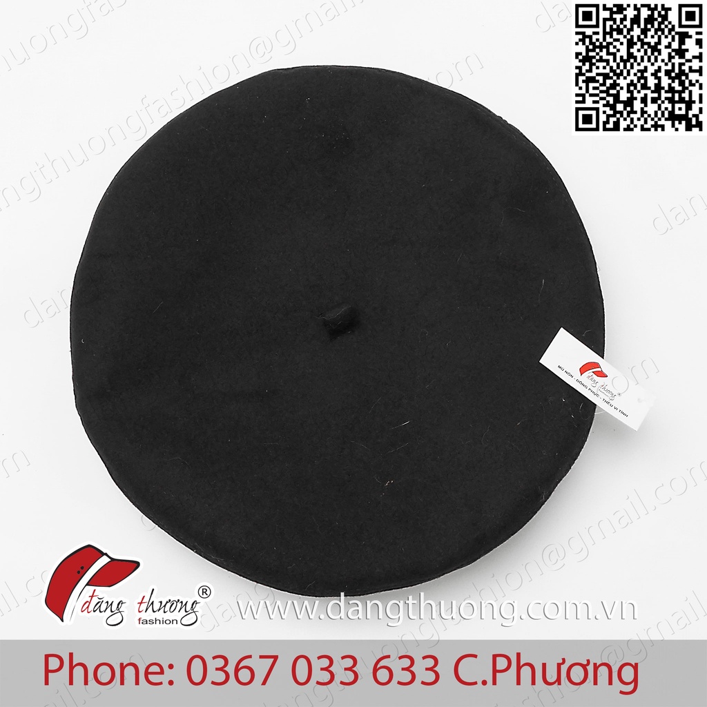 Mũ nồi beret nỉ dạ dày dặn hình thật màu đen