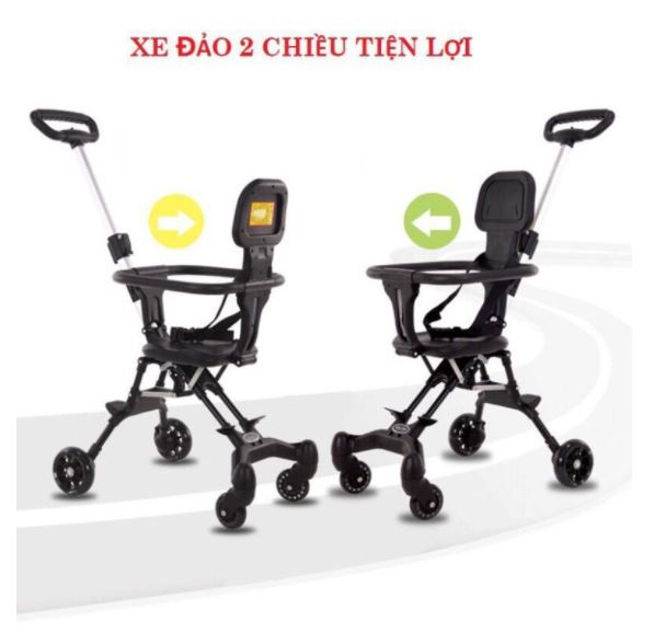 Xe đẩy cho bé, Xe đẩy gấp gọn em bé đi du lịch siêu gọn nhẹ xoay 2 chiều