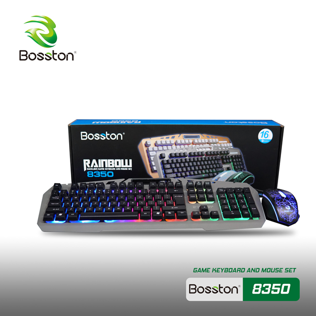Combo bàn phím và chuột chơi game bosston 8350 giả cơ có led
