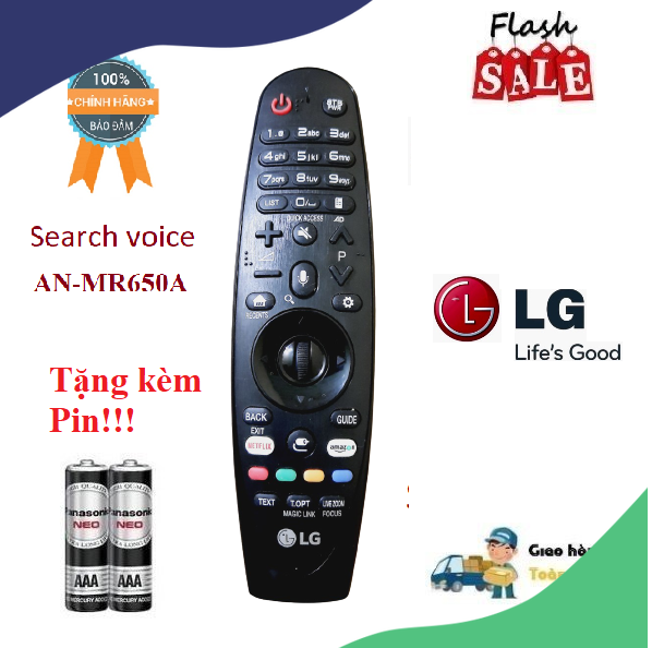 Remote điều khiển tv lg an-mr650a giọng nói tv lg 2017- hàng chính hãng 100% free ship + tặng kèm pin