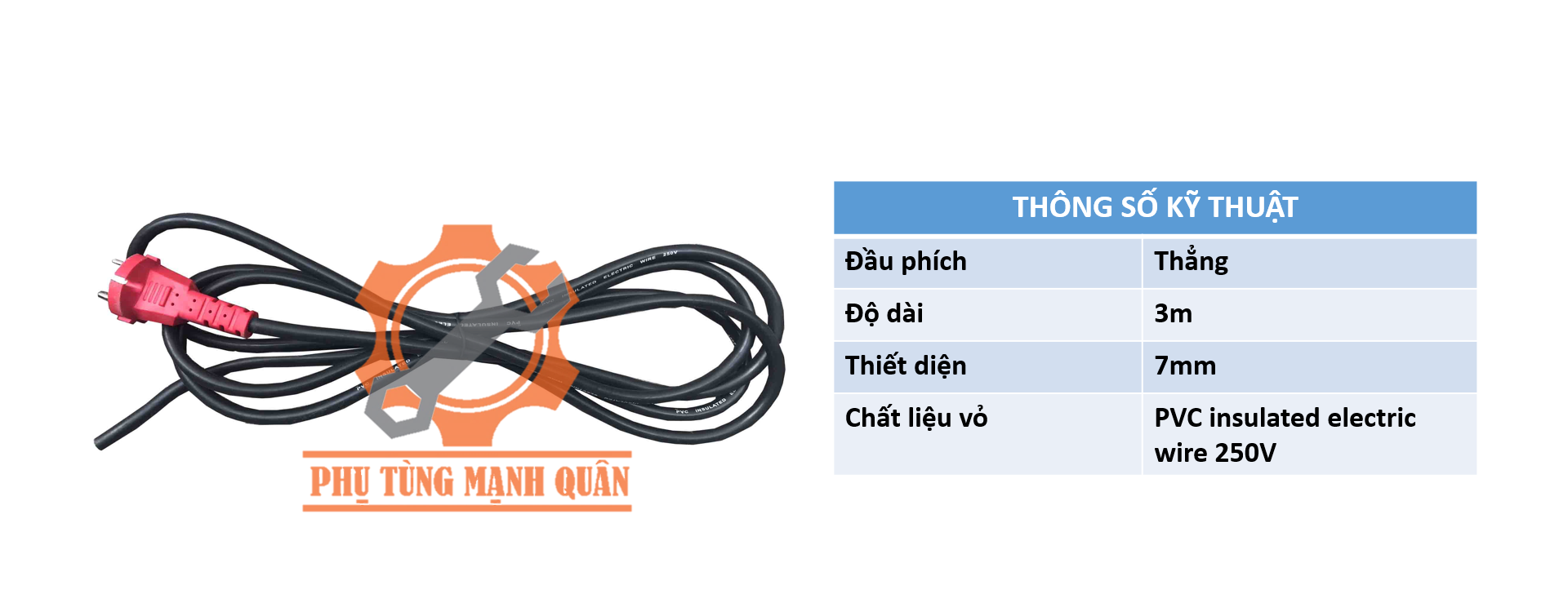 Dây nguồn 3m phích thẳng đỏ