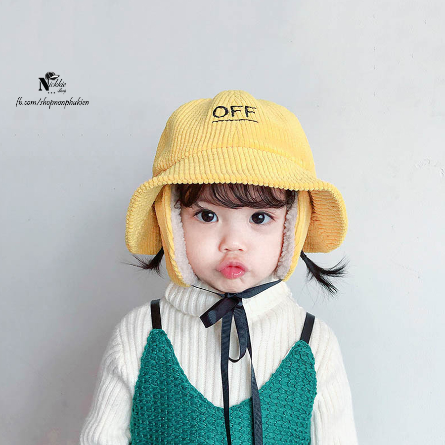 Mũ vành nhỏ vải nhung on/off cho bé từ 2 đến 6 tuổi