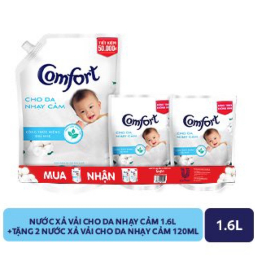 [HCM]( Tặng 2 túi NX trắng 120ml) Nước xả comfort cho da nhạy cảm túi 1.6 lít
