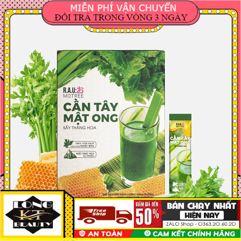 Chính hãng team cào - Bột Cần Tây Mật Ong Hỗ Trợ Giảm Cân Motree hộp 14 gói