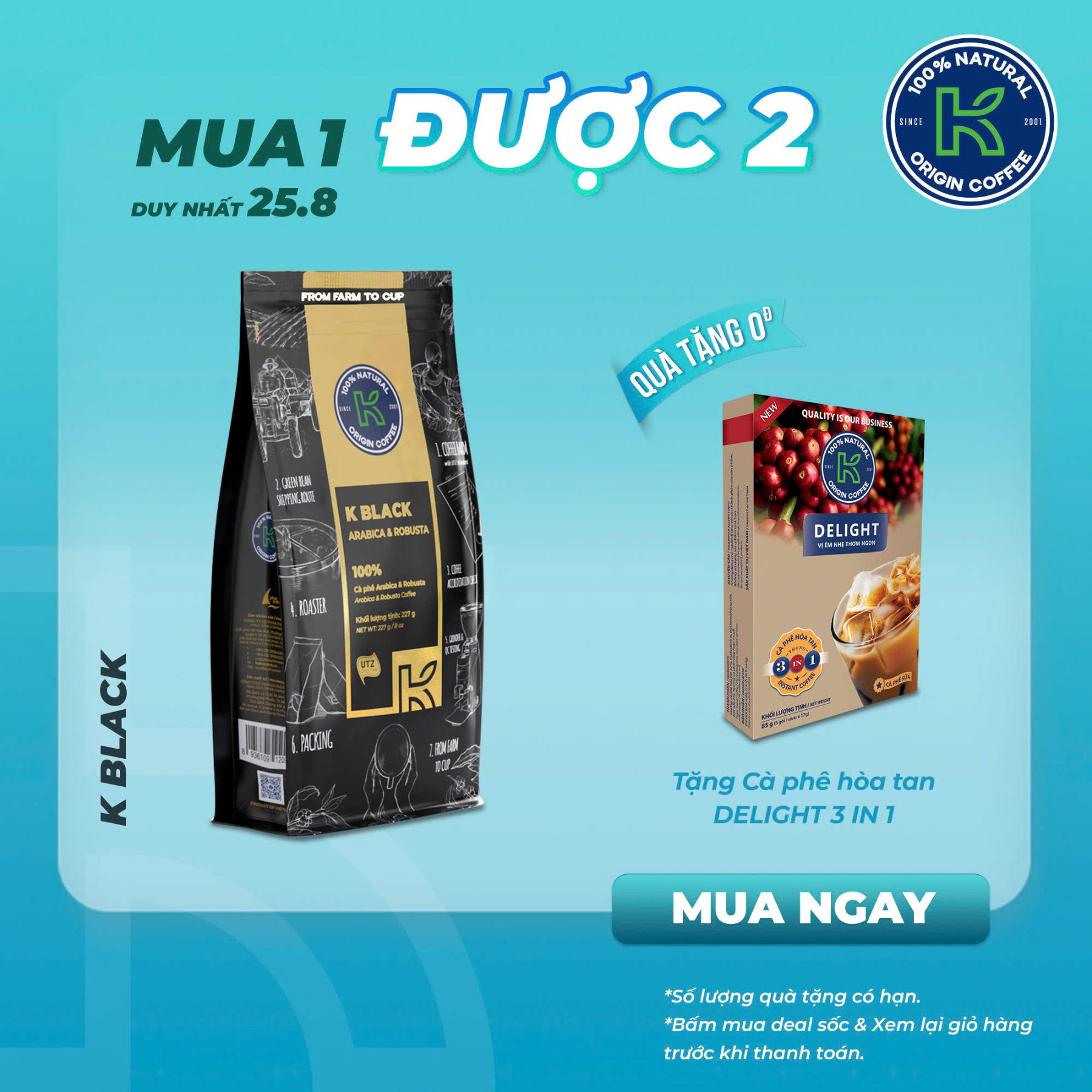 Cà phê rang xay k black 227g - thương hiệu k coffee