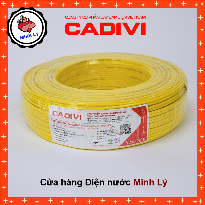 Dây điện cadivi vcmd 2x2.5 mm2 đôi mềm cao cấp