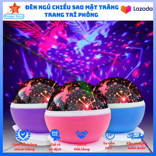 Đèn ngủ chiếu sáng hình sao bầu trời đầy sao ánh sáng đèn ngủ bầu trời tự xoay 360 máy chiếu bầu trời mặt trăng sao vũ trụ xoay lãng mạn cho phòng ngủ trẻ em led night star starry sky projector light lamp 360° rotating baby room