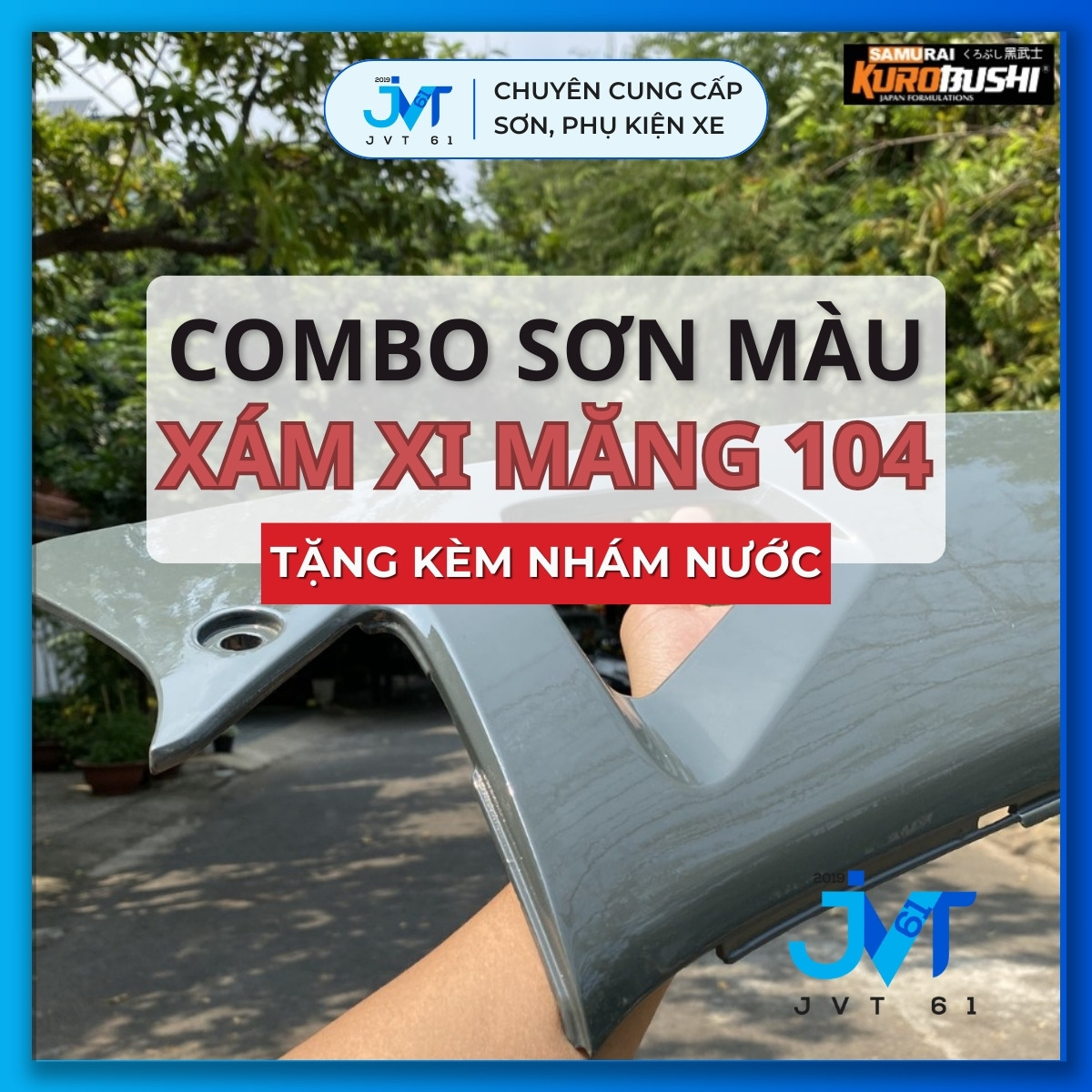 Combo sơn màu xám xi măng samurai 104 gồm lót 210 - nền 102 - màu 104 - bóng k1k