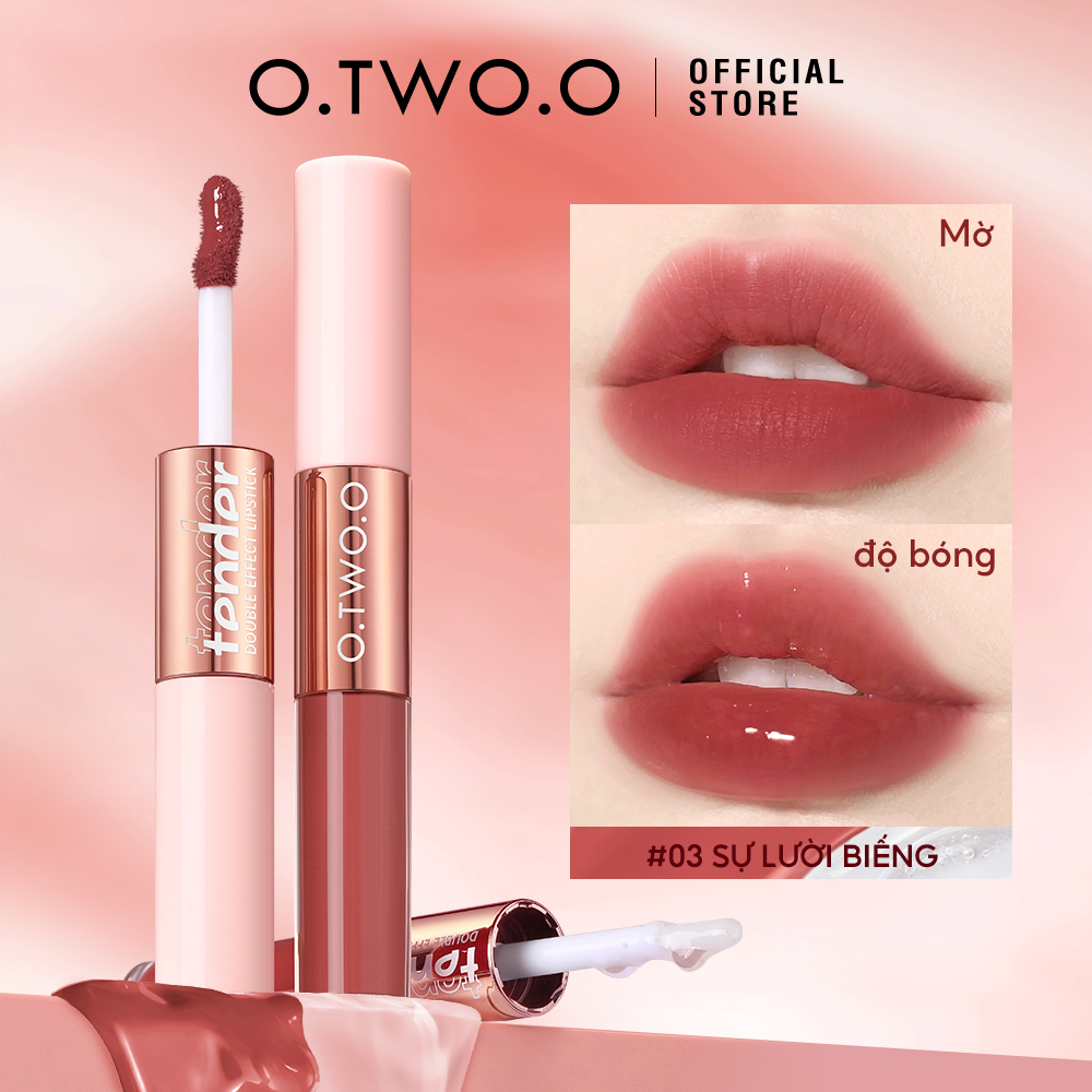 O.two.o son môi 2 trong 1 bóng & mờ lip glaze lip gloss son bóng hai đầu dưỡng ẩm tỏa sáng
