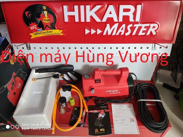 Máy rửa xe Hikari HK-H3 Madein Thái Lan, công xuất 2400W. dây đồng chịu nhiệt độ nên chạy không nóng máy. nóng máy, có kèm bình bọt tuyết.