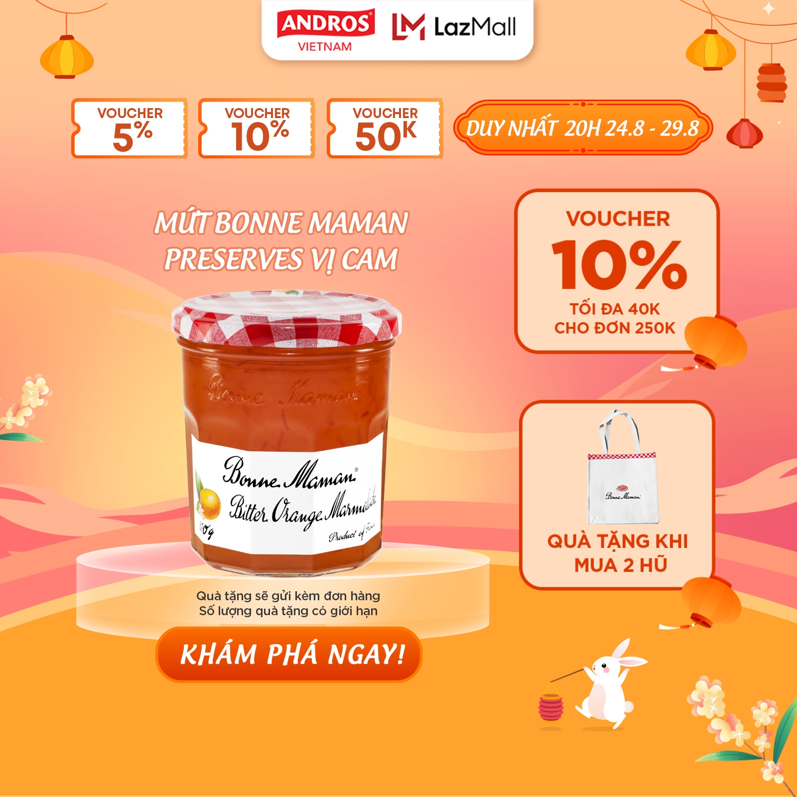 Mứt bonne maman preserve cam - hũ 370g