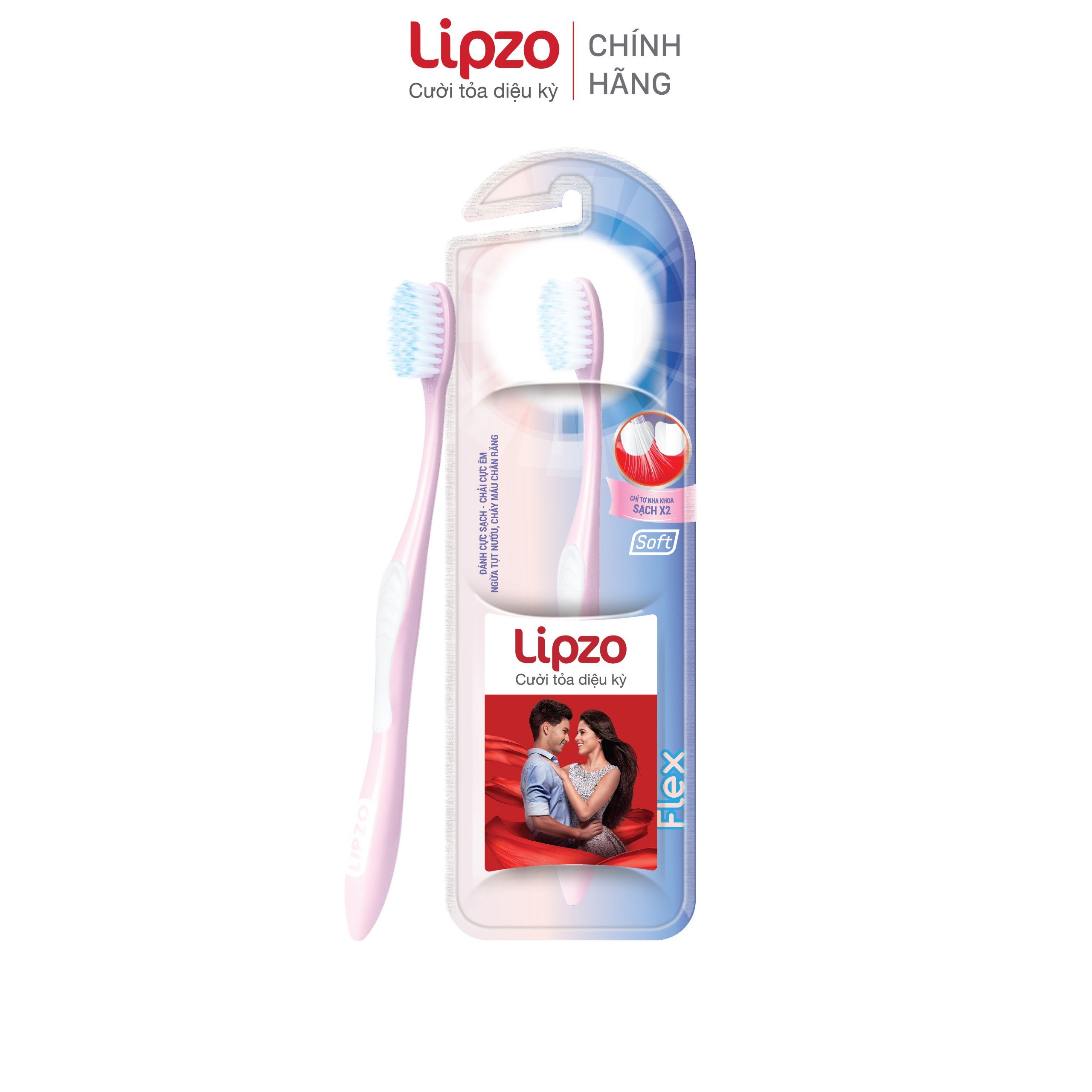 Bàn chải đánh răng lipzo flex khay dành cho người lớn công nghệ lông chỉ tơ nha khoa siêu mềm mảnh