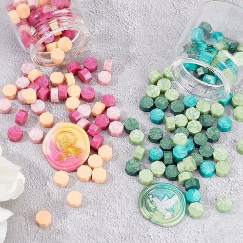 Sáp đóng dấu niêm phong loại xịn nhiều màu thời trang - Màu hồng trắng pastel nhẹ nhàng set 20 30 40 50 viên sáp