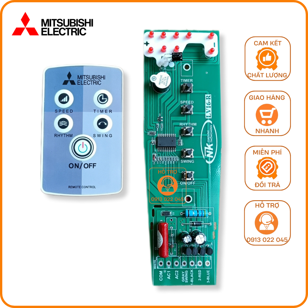 Bo mạch quạt cây Mitsubishi LV16 RT/RR/RS + Tặng kèm điều khiển xịn.